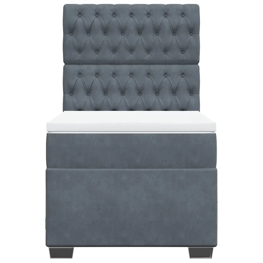Sommier à lattes de lit et matelas Gris foncé 90x190 cm Velours - 7