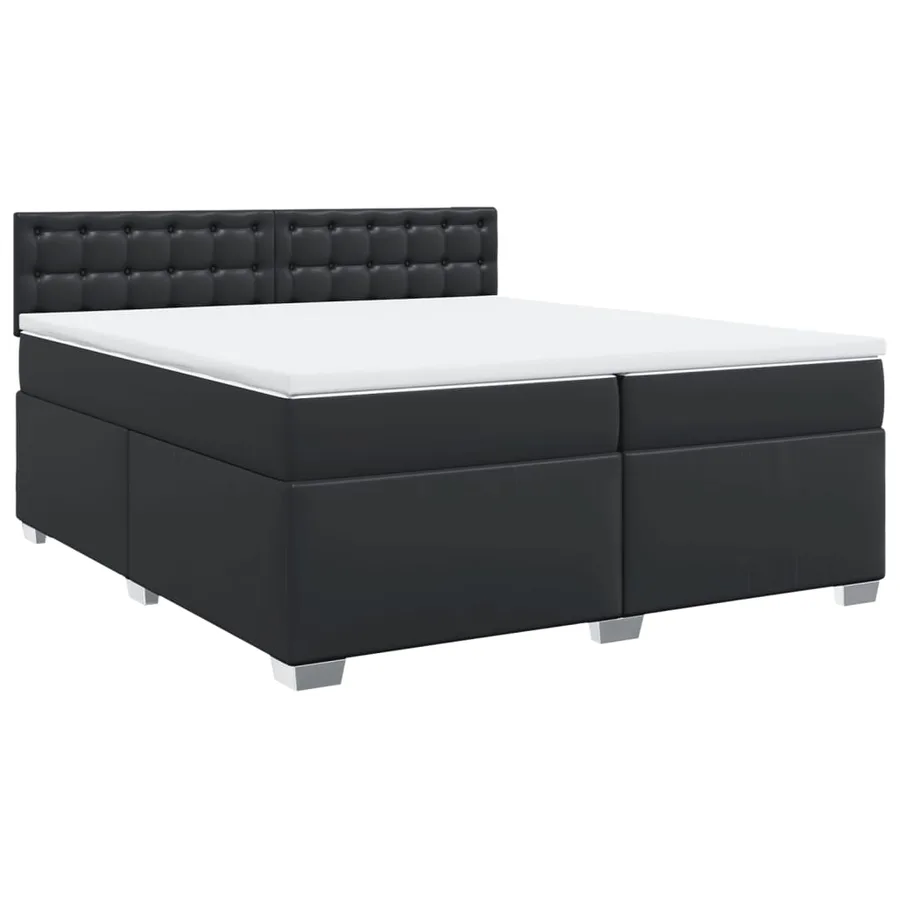 Sommier à lattes de lit avec matelas Noir 200x200 cm Similicuir - 2