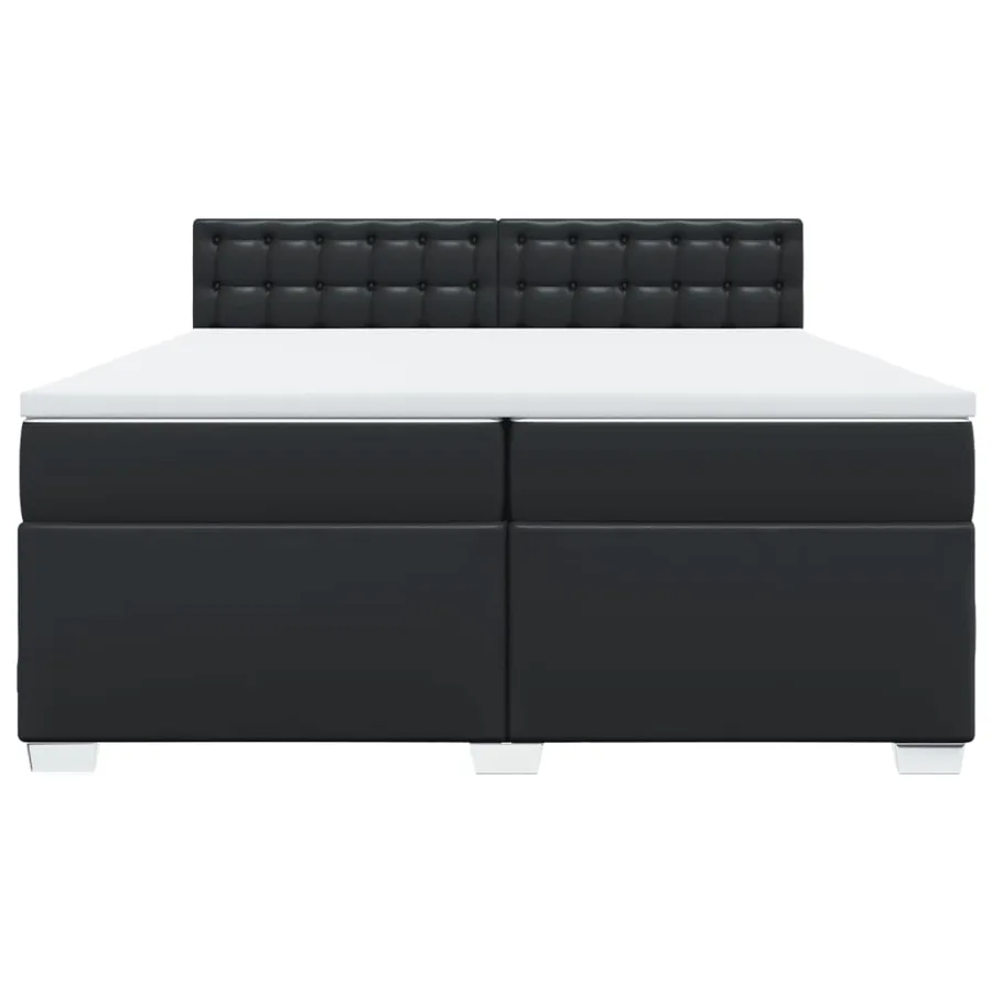 Sommier à lattes de lit avec matelas Noir 200x200 cm Similicuir - 4