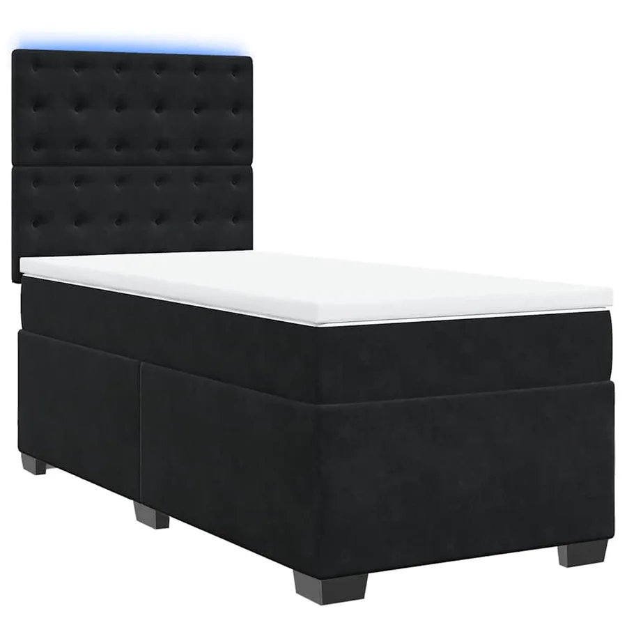 Sommier à lattes de lit avec matelas Noir 90x190 cm Velours - 3