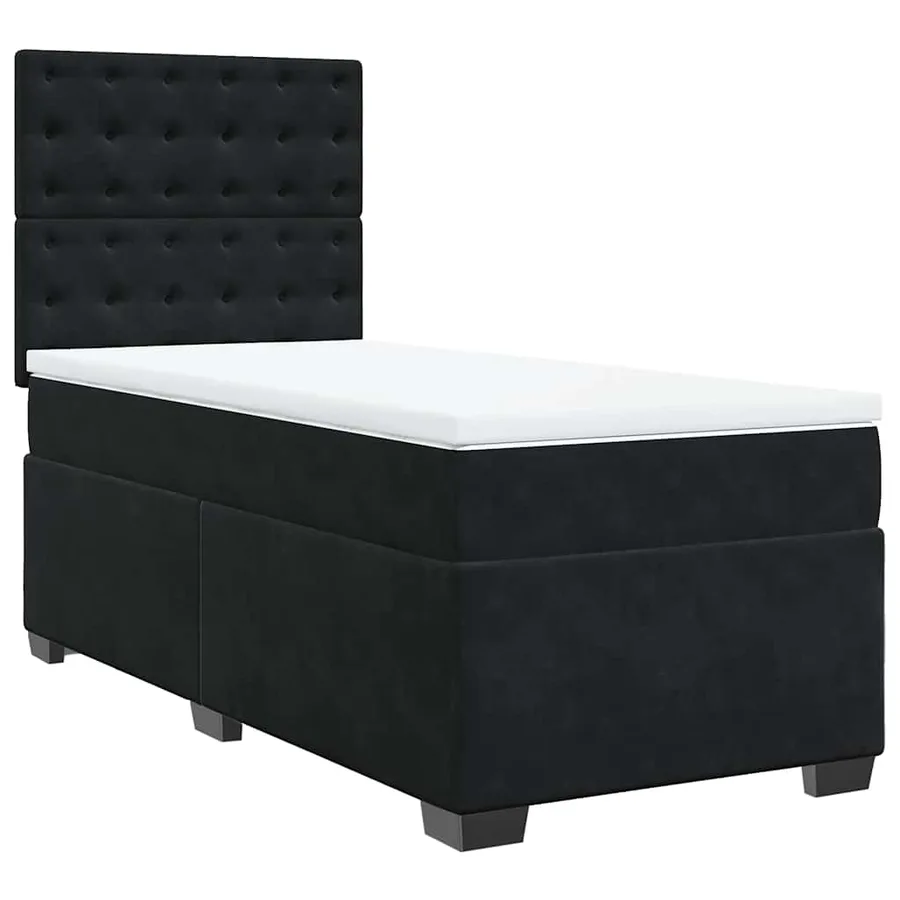 Sommier à lattes de lit avec matelas Noir 90x190 cm Velours - 6