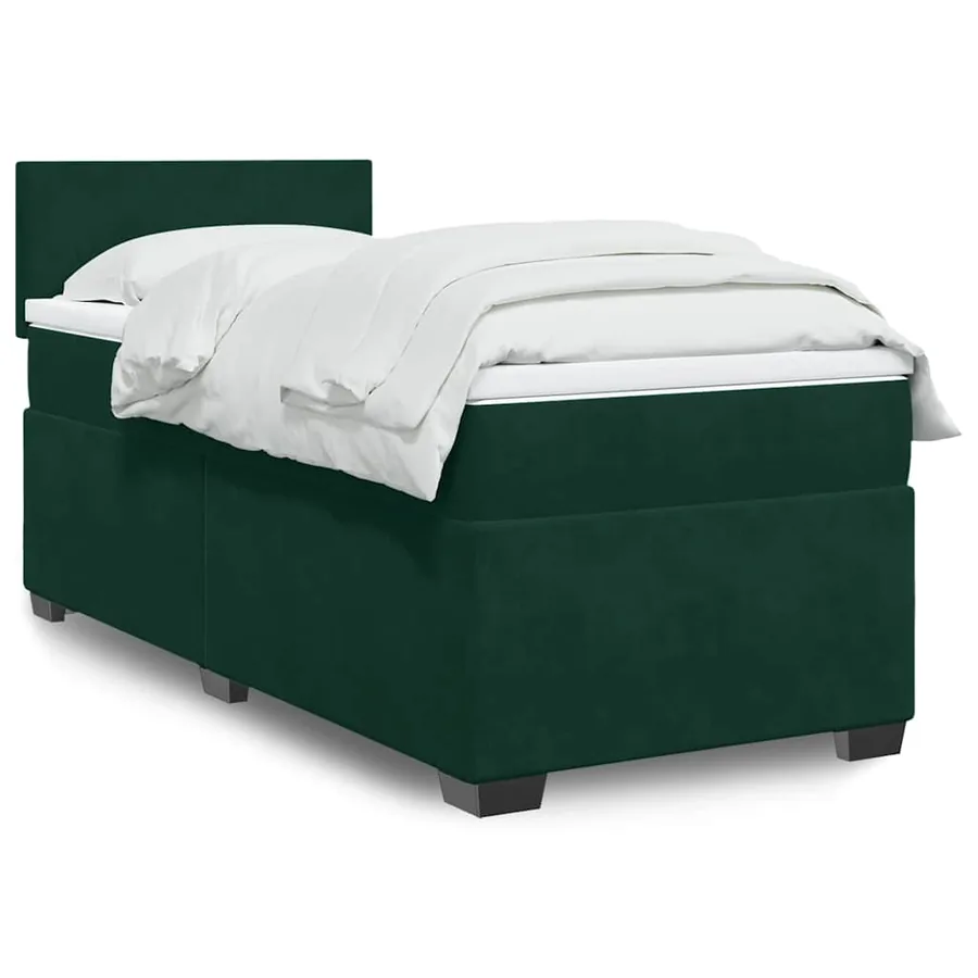 Sommier à lattes de lit avec matelas Vert foncé 90x190 cm