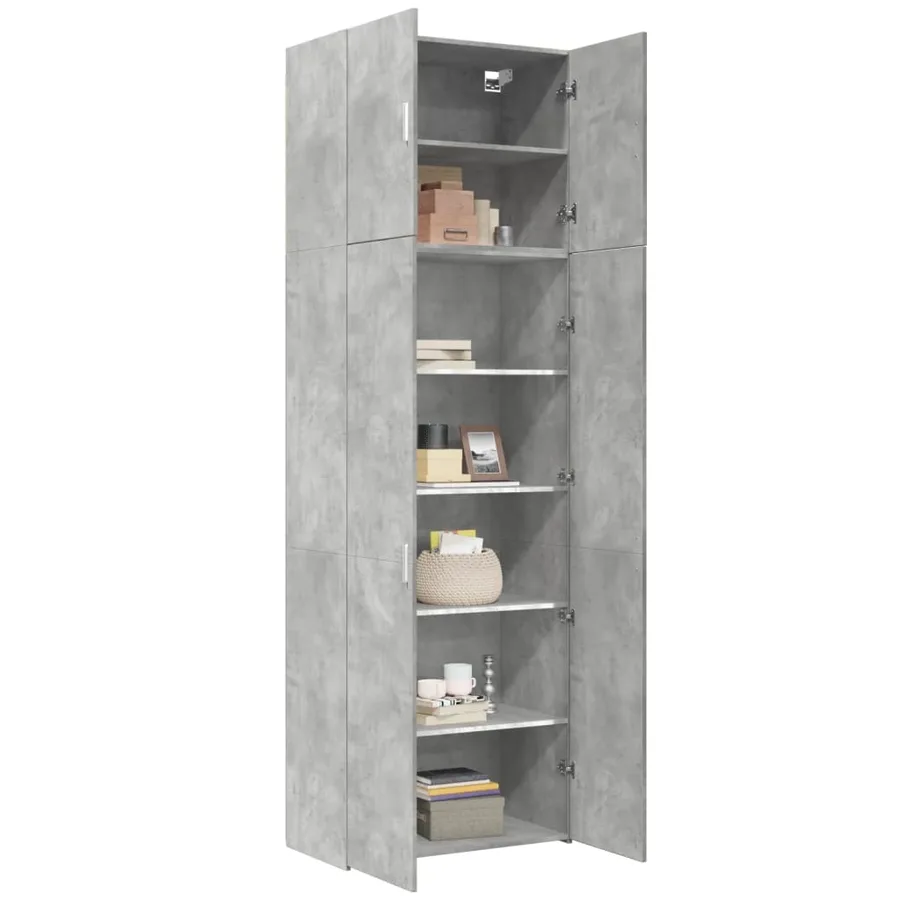 Buffet haut gris béton 80x42,5x249 cm bois d'ingénierie - 3