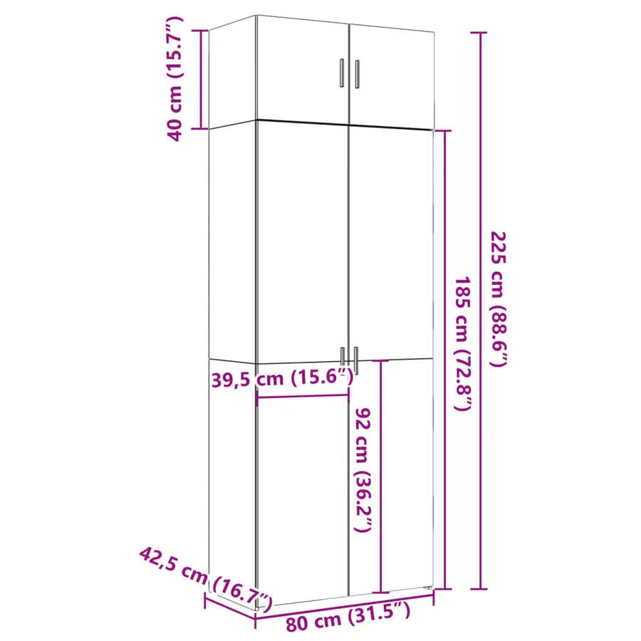 Armoire de rangement chêne sonoma 80x42,5x225 cm - 13
