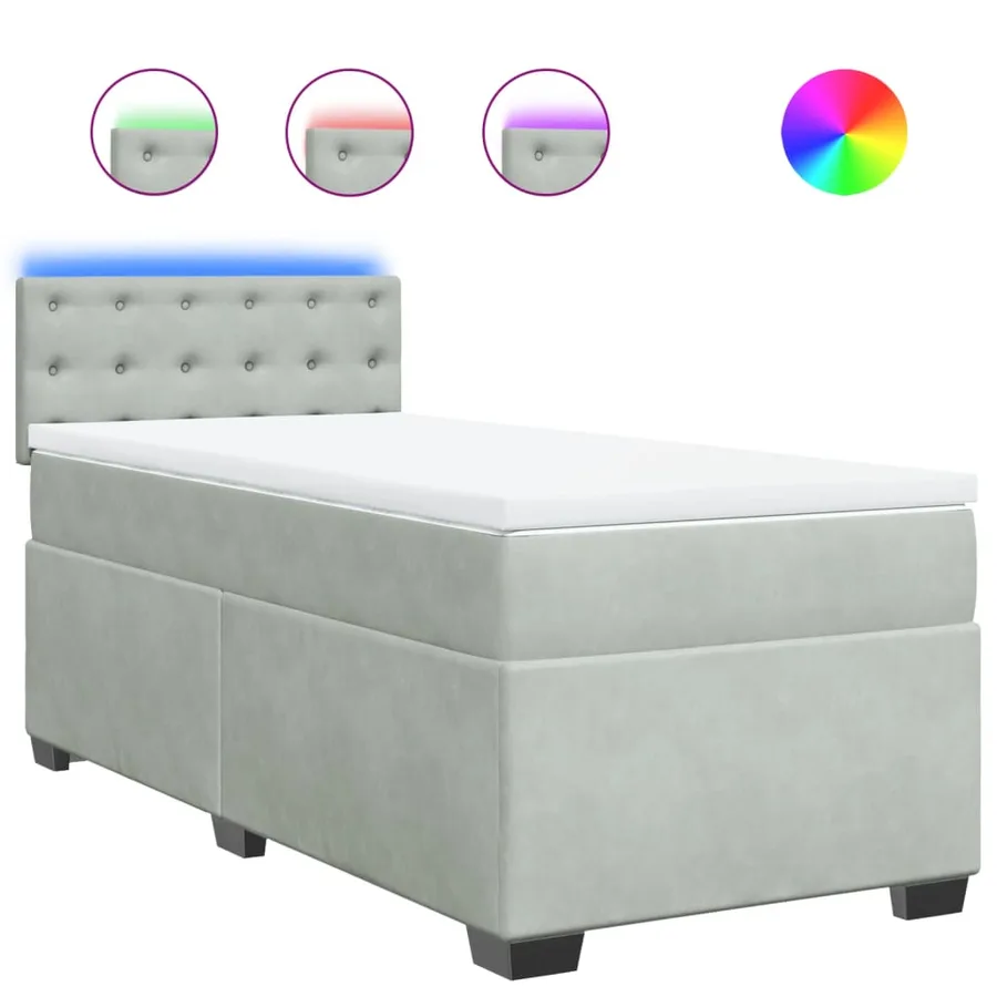 Sommier à lattes de lit et matelas Gris clair 80x200 cm Velours - 2