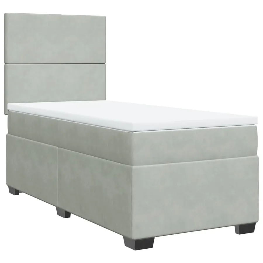 Sommier à lattes de lit et matelas Gris clair 80x200 cm Velours - 2