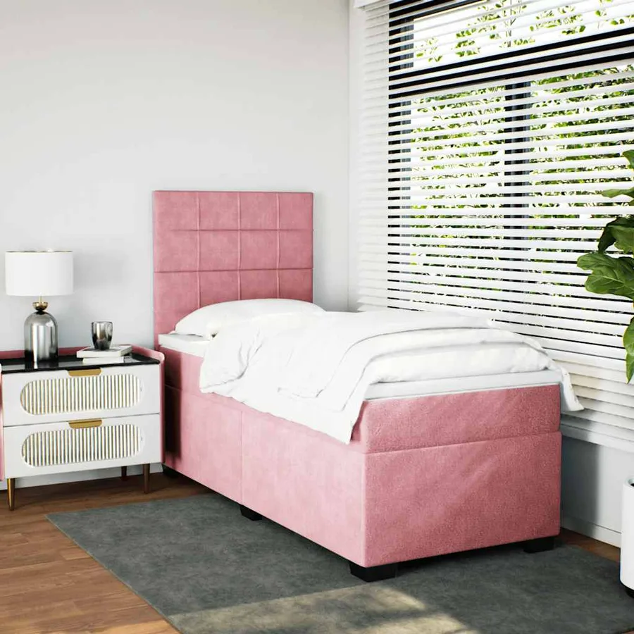 Sommier à lattes de lit avec matelas Rose 90x190 cm Velours - 4
