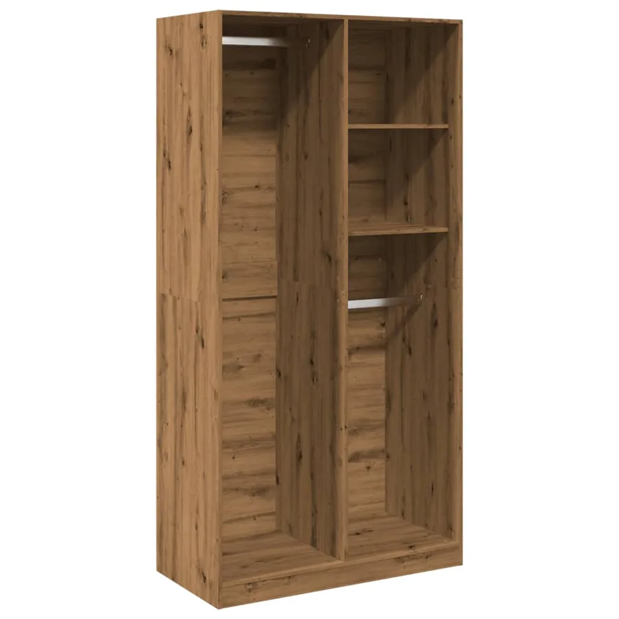 Garde-robe chêne artisanal 100x50x200 cm bois d'ingénierie - 2