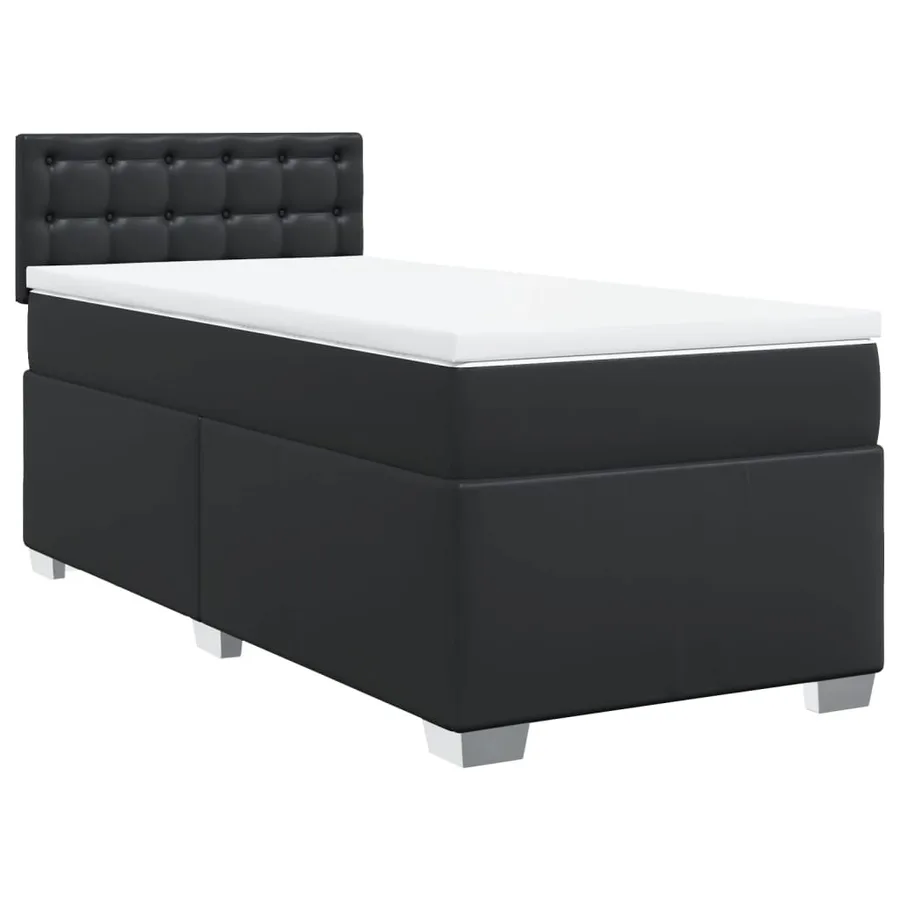 Sommier à lattes de lit avec matelas Noir 100x200 cm Similicuir - 2