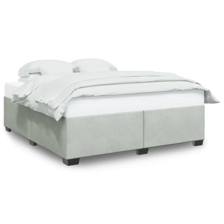 Cadre de lit sans matelas gris clair 180x200 cm velours - 2