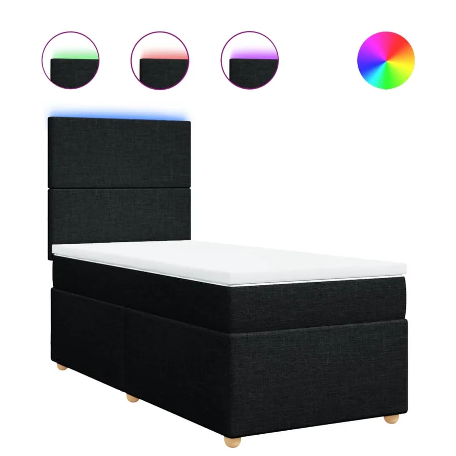 Sommier à lattes de lit avec matelas Noir 90x200 cm Tissu - 2