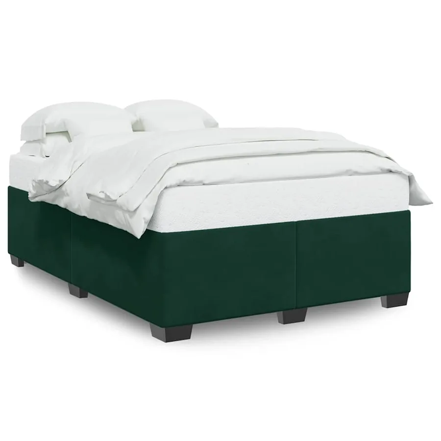 Cadre de lit sans matelas vert foncé 140x200 cm velours - 2