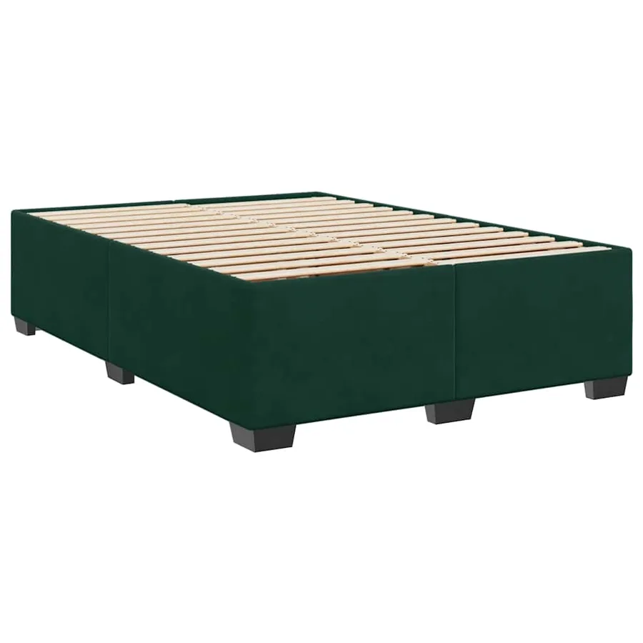Cadre de lit sans matelas vert foncé 140x200 cm velours - 3