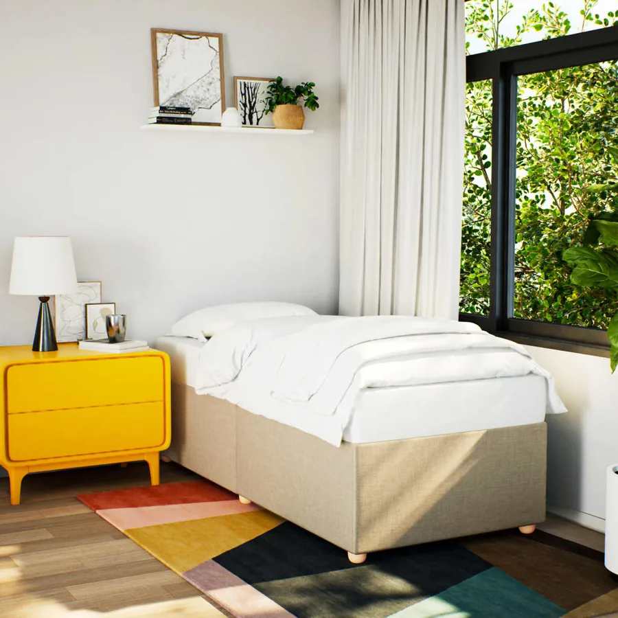Cadre de lit sans matelas crème 100x200 cm tissu