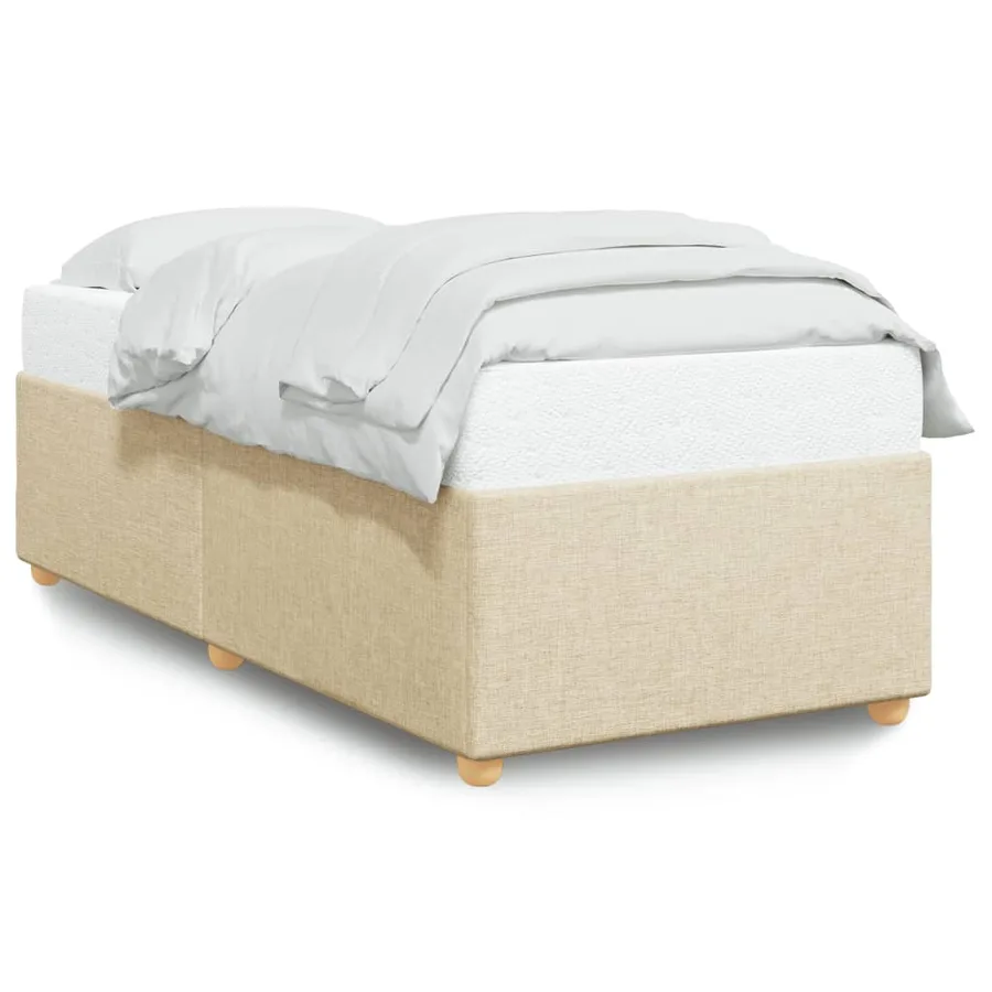 Cadre de lit sans matelas crème 100x200 cm tissu - 2