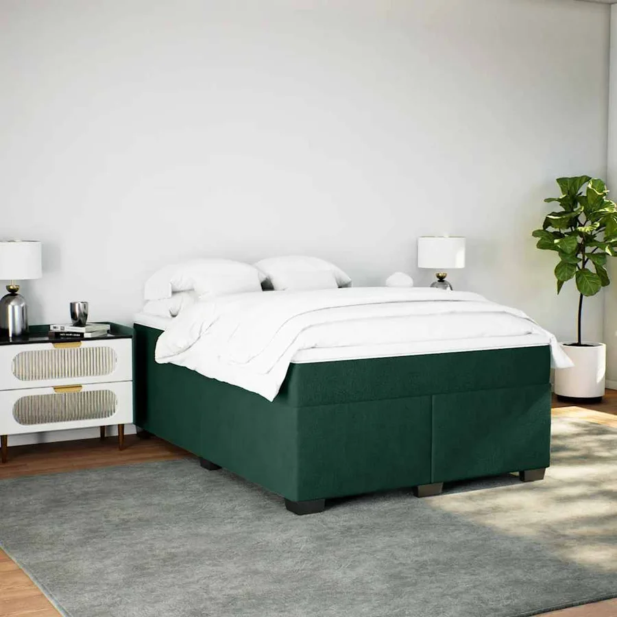 Sommier à lattes de lit et matelas Vert foncé 140x200cm Velours - 3
