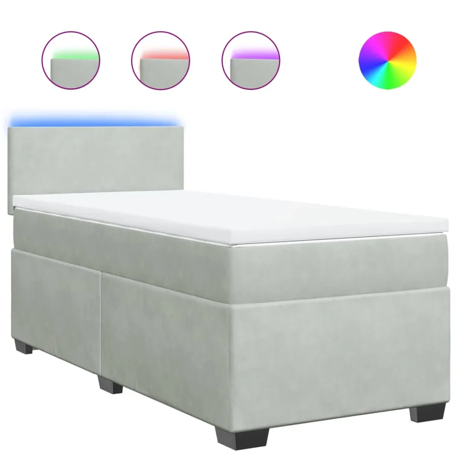 Sommier à lattes de lit et matelas Gris clair 90x200 cm Velours - 2