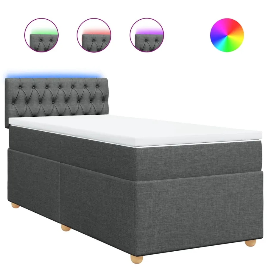 Sommier à lattes de lit et matelas Gris foncé 90x190 cm Tissu - 2