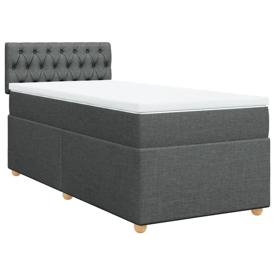 Sommier à lattes de lit et matelas Gris foncé 90x190 cm Tissu - 3
