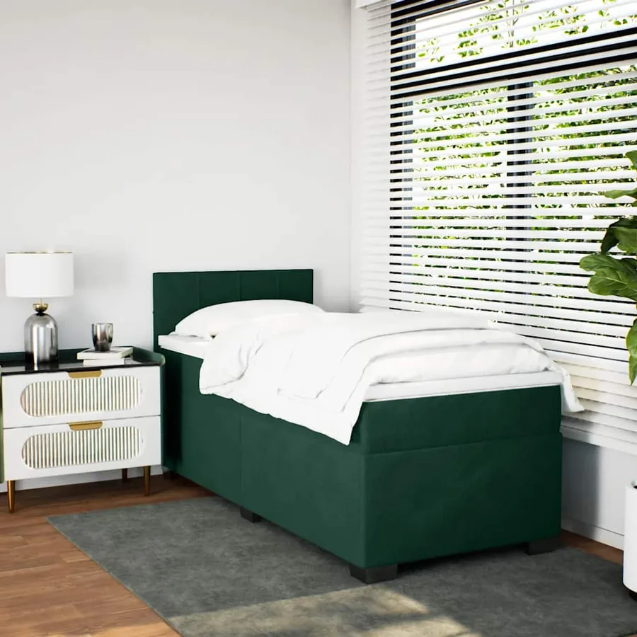 Sommier à lattes de lit avec matelas Vert foncé 90x200 cm - 5