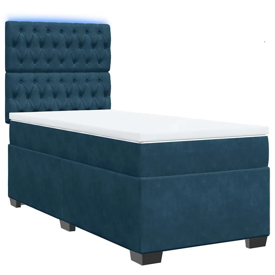Sommier à lattes de lit avec matelas bleu 80x200 cm velours - 3