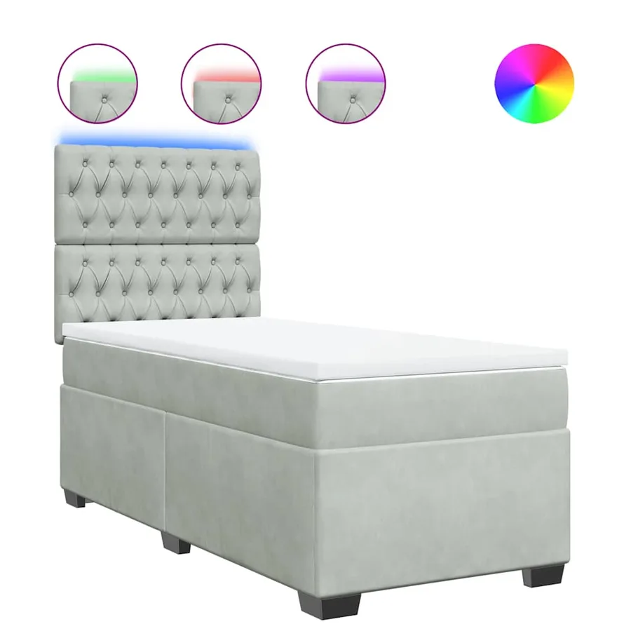 Sommier à lattes de lit et matelas Gris clair 90x200 cm Velours - 2