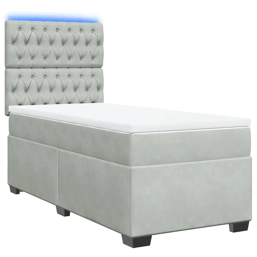 Sommier à lattes de lit et matelas Gris clair 90x200 cm Velours - 3