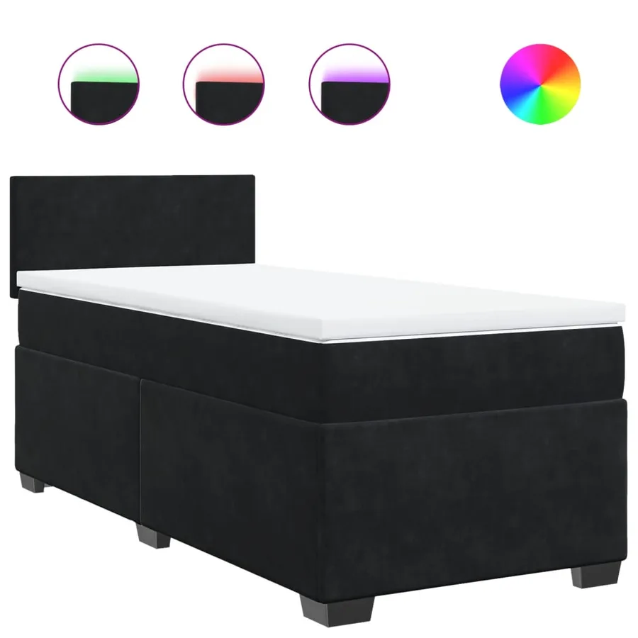 Sommier à lattes de lit avec matelas Noir 90x200 cm Velours - 2
