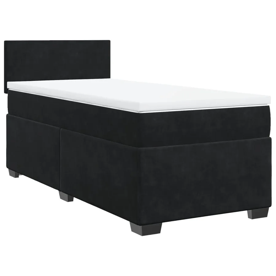 Sommier à lattes de lit avec matelas Noir 90x200 cm Velours - 3