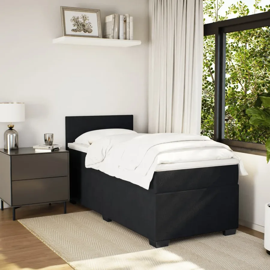 Sommier à lattes de lit avec matelas Noir 90x200 cm Velours - 5
