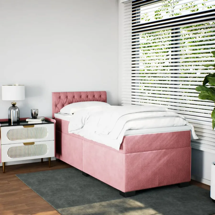 Sommier à lattes de lit avec matelas Rose 90x190 cm Velours - 5