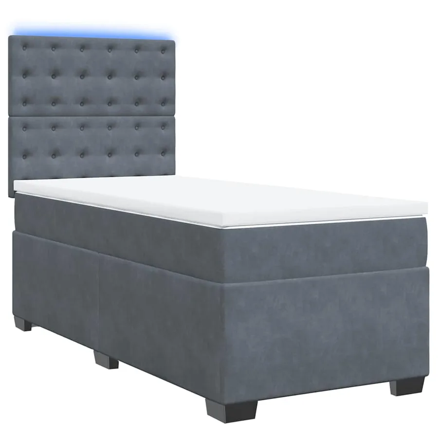 Sommier à lattes de lit et matelas Gris foncé 90x200 cm Velours - 3