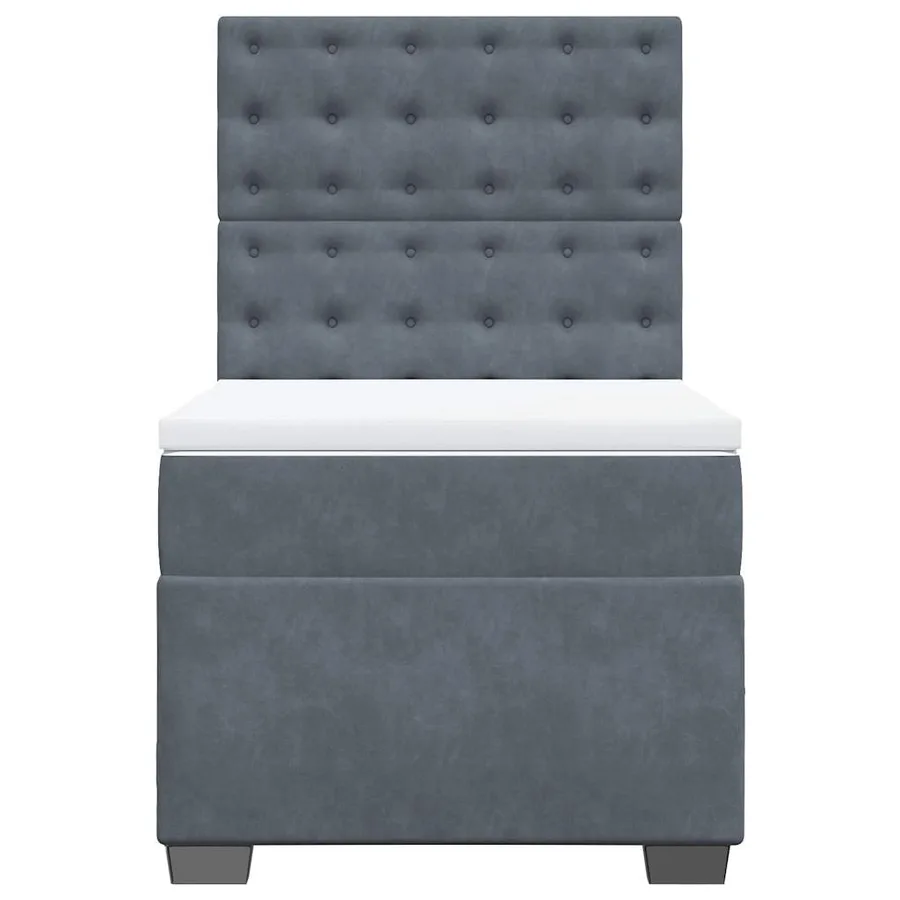 Sommier à lattes de lit et matelas Gris foncé 90x200 cm Velours - 7