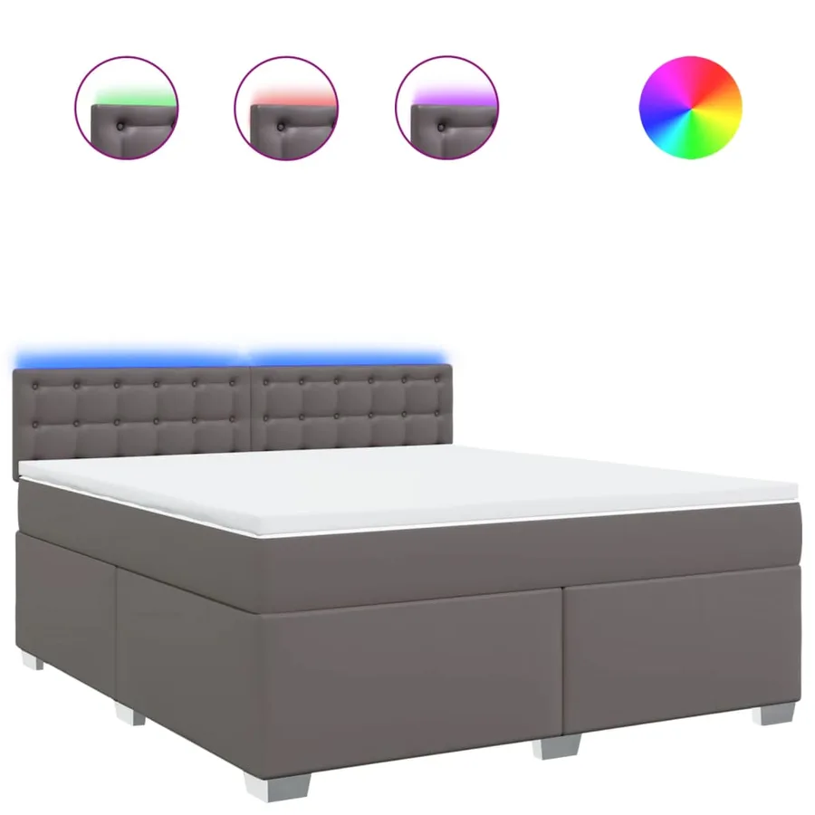 Sommier à lattes de lit avec matelas Gris 180x200 cm Similicuir - 2