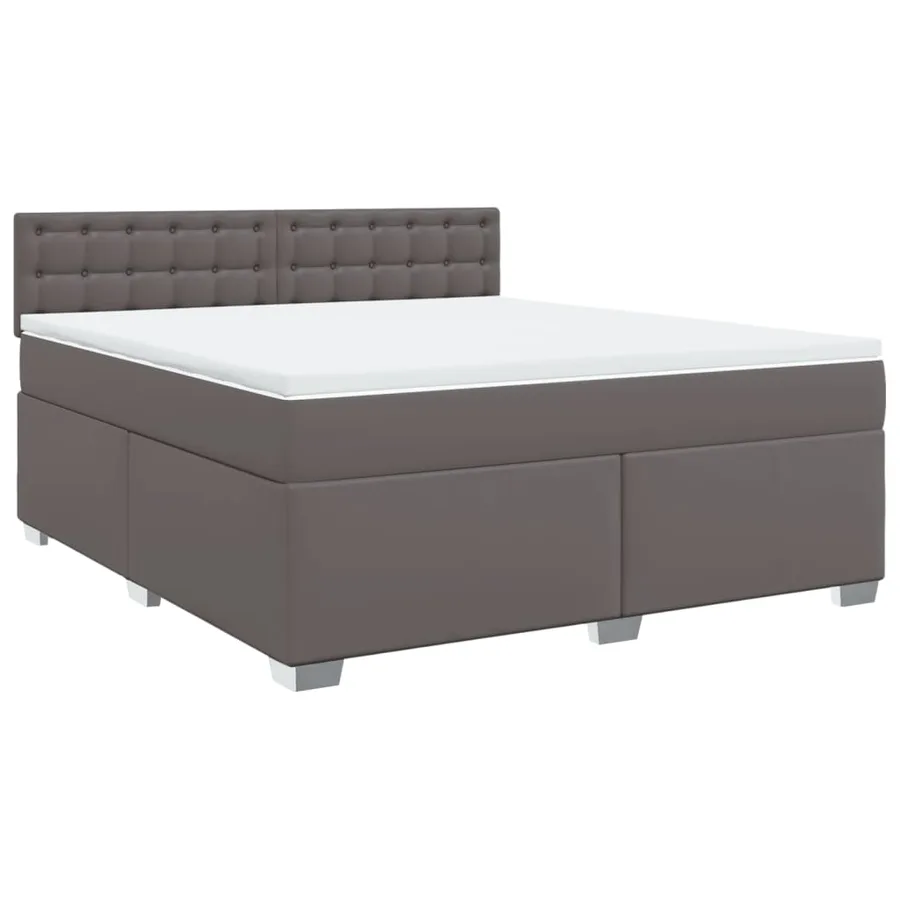 Sommier à lattes de lit avec matelas Gris 180x200 cm Similicuir - 3