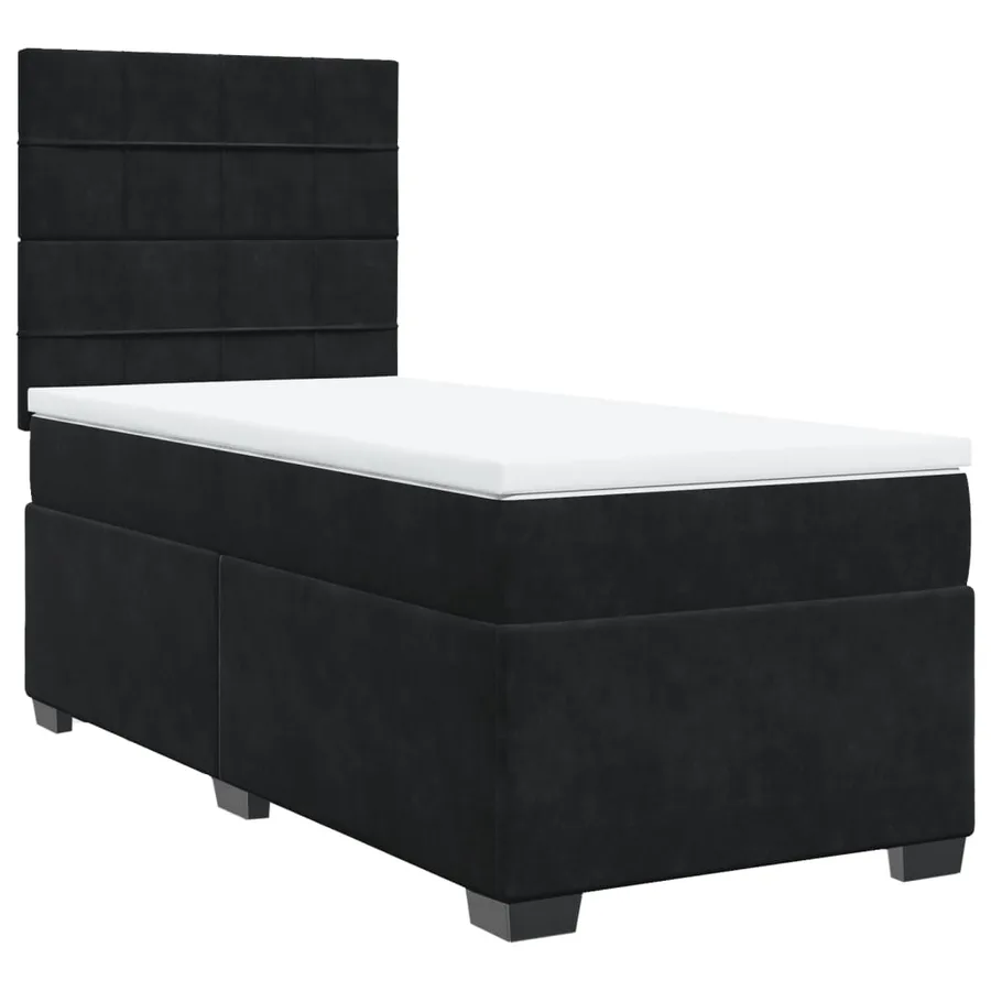 Sommier à lattes de lit avec matelas Noir 90x200 cm Velours - 2