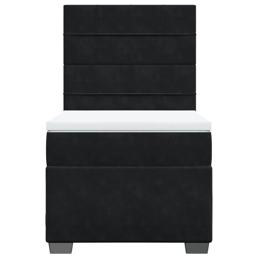 Sommier à lattes de lit avec matelas Noir 90x200 cm Velours - 4