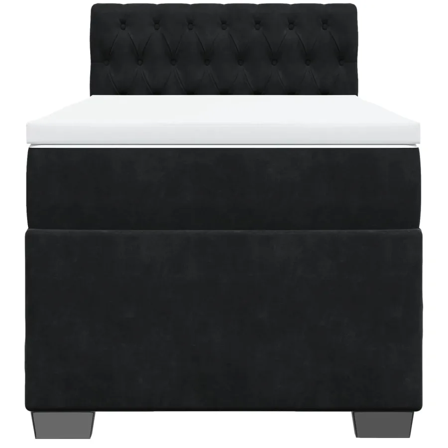 Sommier à lattes de lit avec matelas Noir 90x200 cm Velours - 4