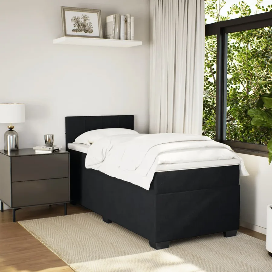 Sommier à lattes de lit avec matelas Noir 90x200 cm Velours - 3