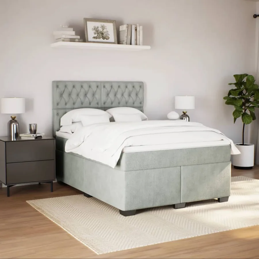 Sommier à lattes de lit et matelas Gris clair 160x200cm Velours - 3