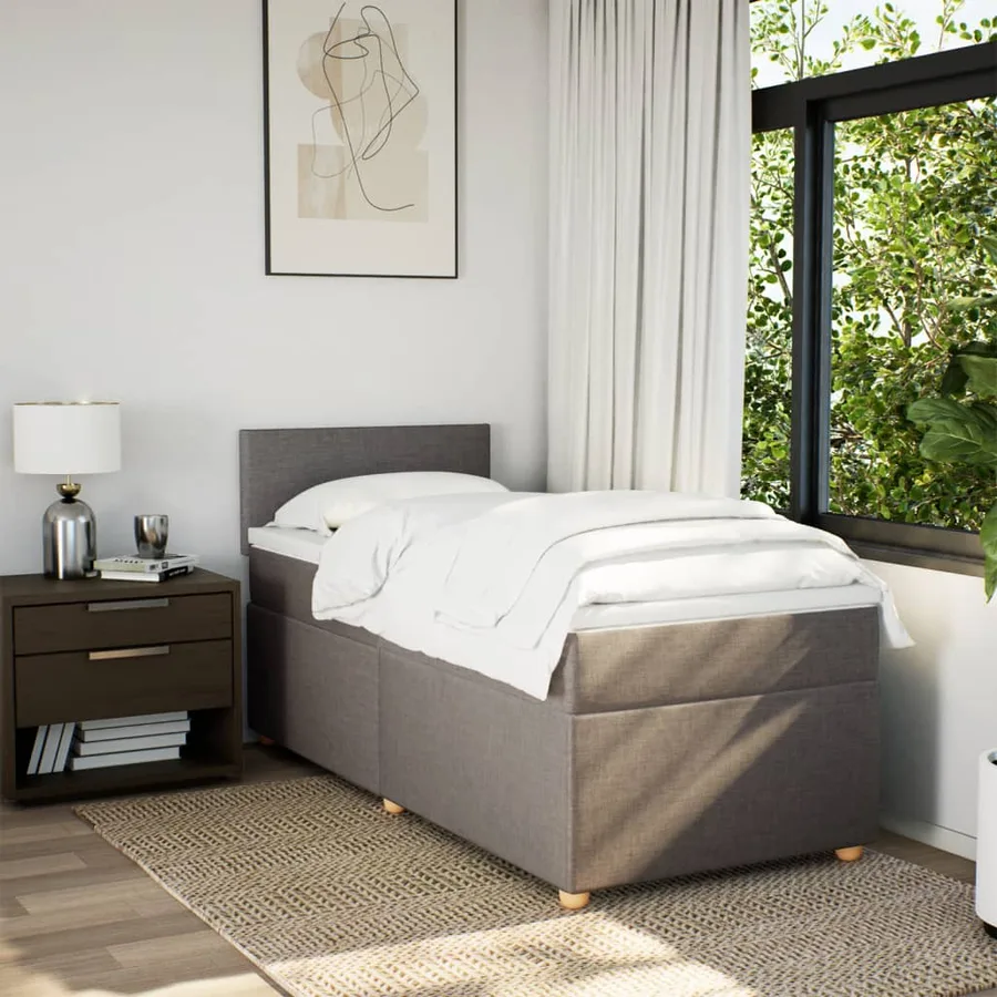 Sommier à lattes de lit avec matelas Taupe 90x200 cm Tissu - 6
