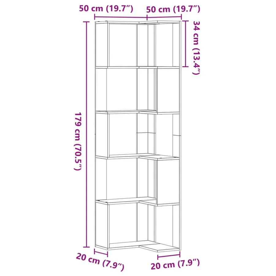 Bibliothèque d'angle à 5 niveaux blanc bois d'ingénierie - 9