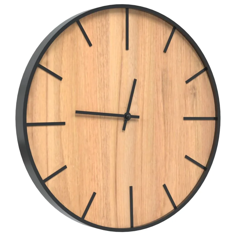Horloge murale marron Ø39 cm fer et bois d'ingénierie - 3