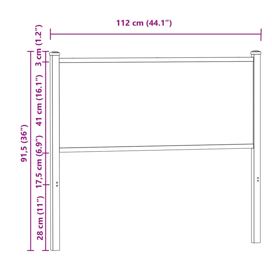 Tête de lit de remplacement sonoma 107 cm bois d'ingénierie et acier - 7