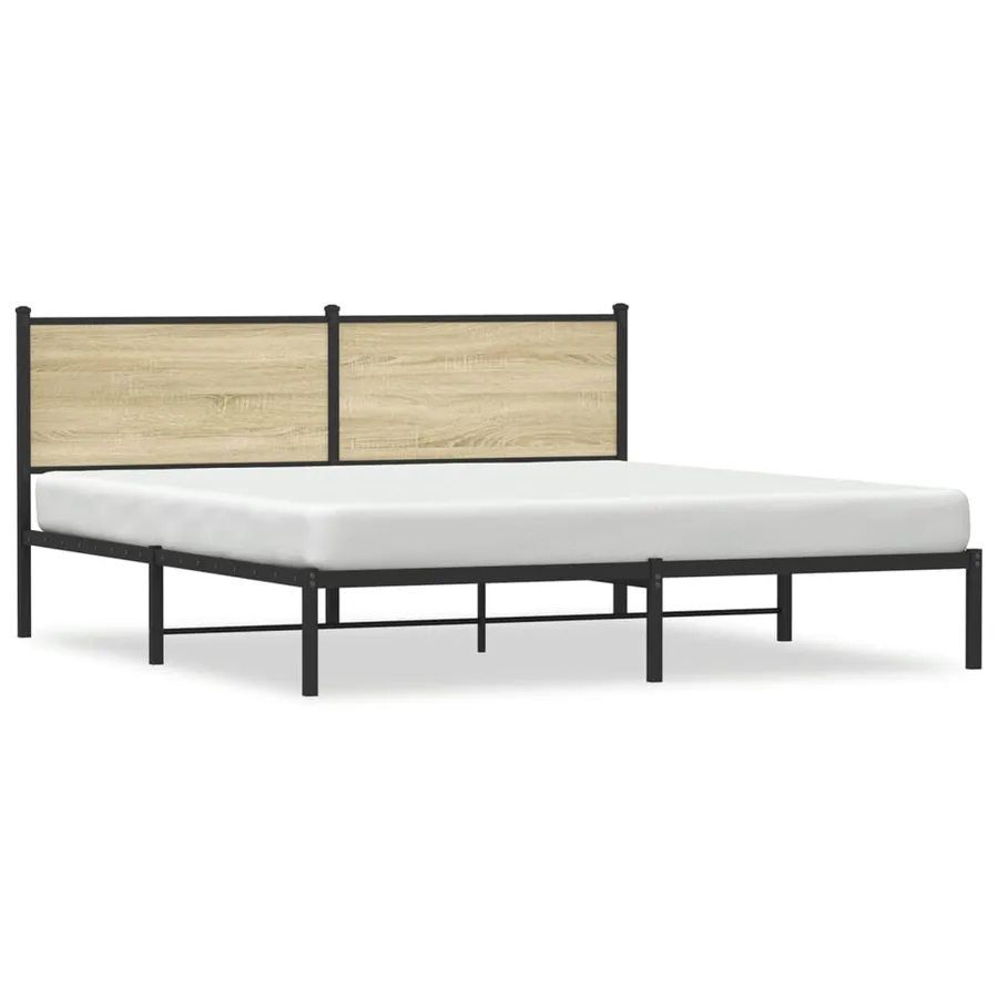 Cadre de lit en métal sans matelas chêne sonoma 160x200 cm - 2