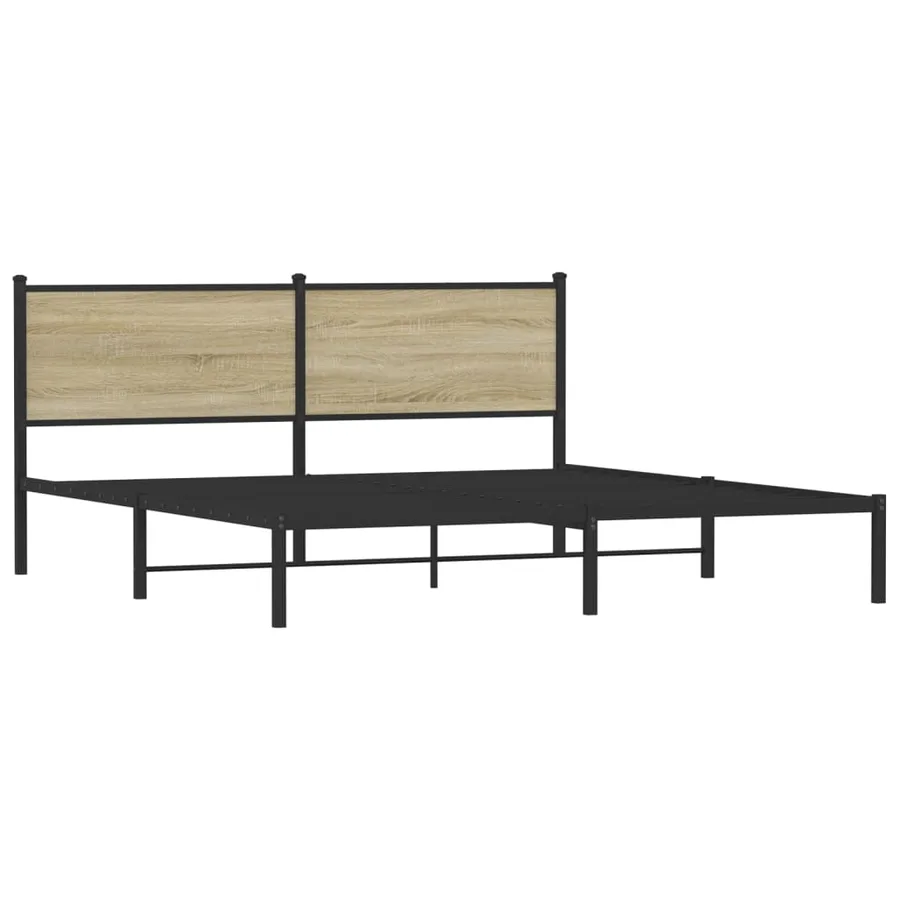 Cadre de lit en métal sans matelas chêne sonoma 160x200 cm - 3