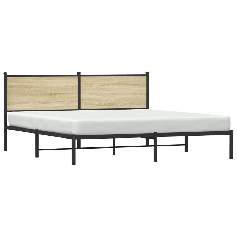 Cadre de lit en métal sans matelas chêne sonoma 160x200 cm - 4