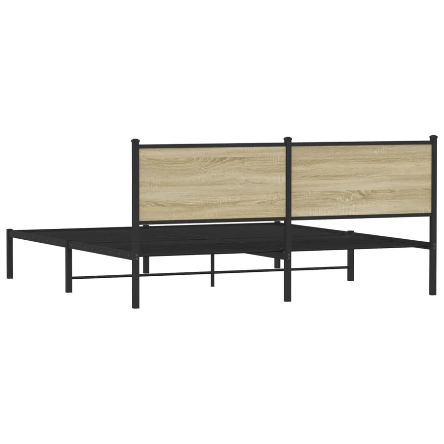 Cadre de lit en métal sans matelas chêne sonoma 160x200 cm - 7