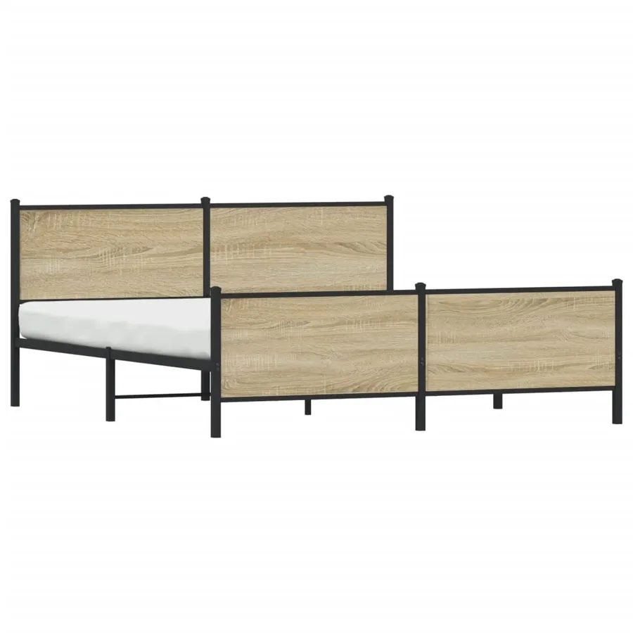 Cadre de lit en métal sans matelas chêne sonoma 200x200 cm - 3