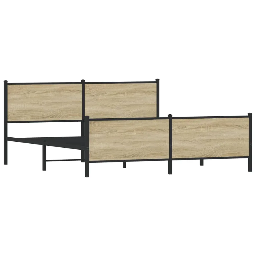 Cadre de lit en métal sans matelas chêne sonoma 200x200 cm - 4